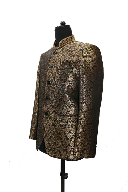 Hand Embroidered Gold Foil Nehru